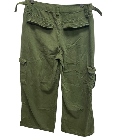 Forever 21 women’s army green cargo pants wide leg size large double pockets - Picture 2 of 8